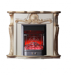 Каминокомплект Interflame Грация с очагом Majestic FX M Black бежевый с золотой патиной